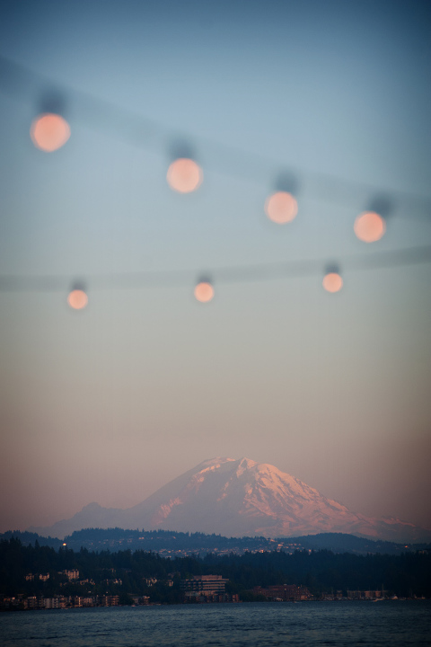 Mount Rainier, sunset, seattle, lake washington