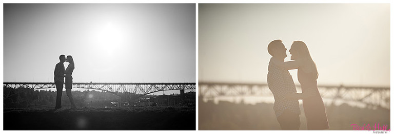 Sweet couple's engagement portrait at the top of Gasworks Park