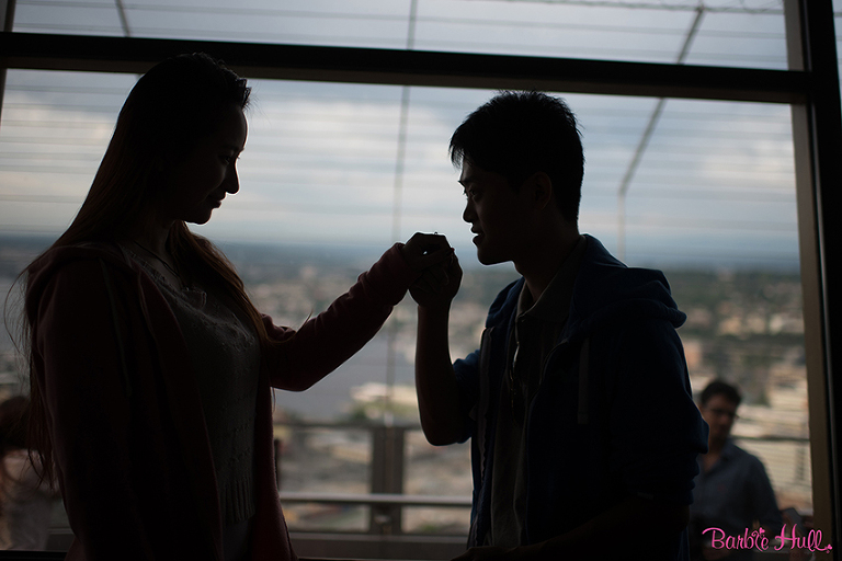 silhouette of engaged couple