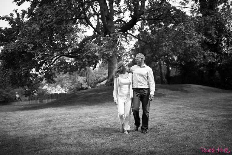 black and white portrait of engaged couple