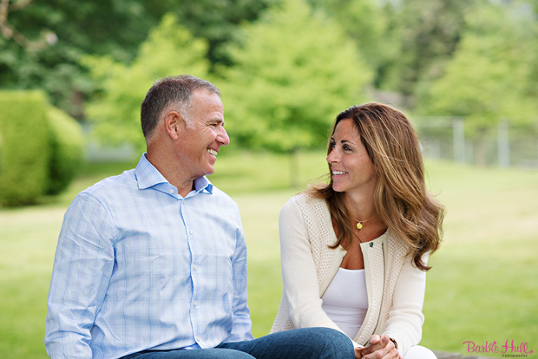 engaged couple looking at each other