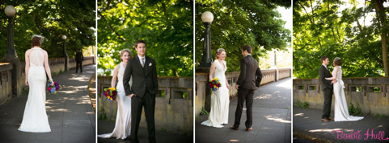 first look with bride and groom at Kerry Park in Seattle