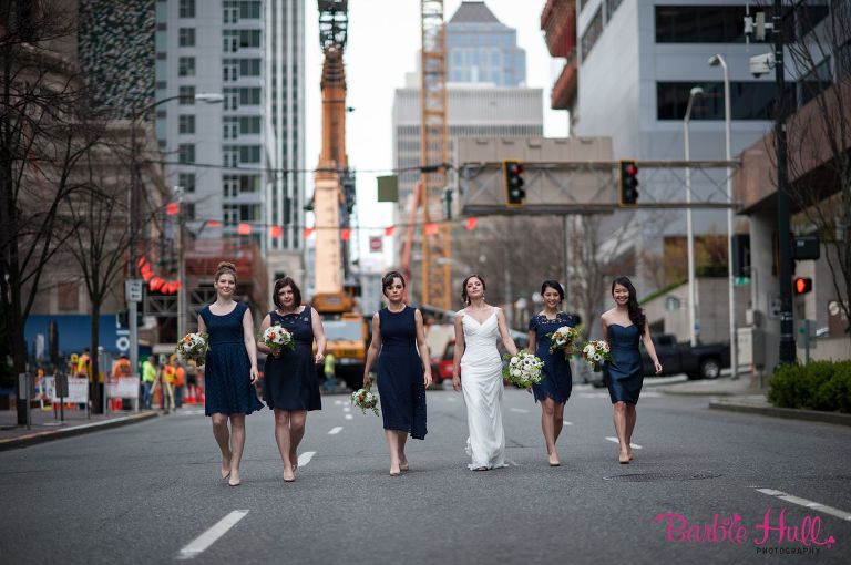 Badass bridesmaids portrait downtown Seattle