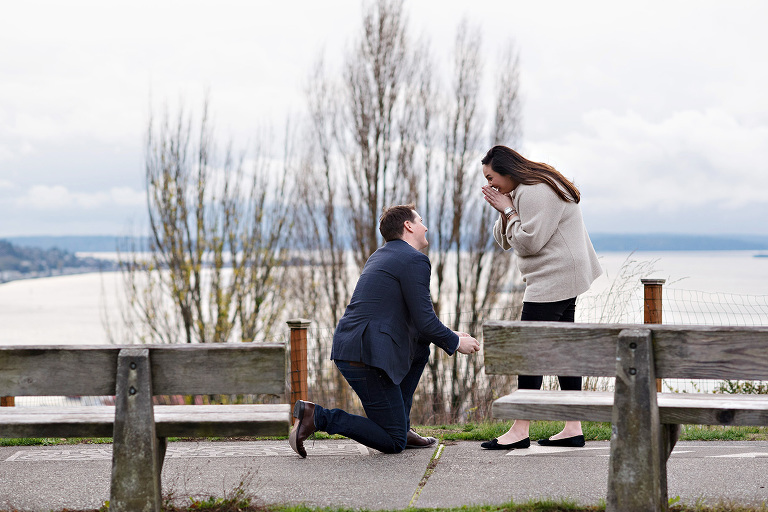 Matt is down on bended knee asking Nina to marry him, she said YES!!! Seattle, Proposal, Barbie Hull Photography