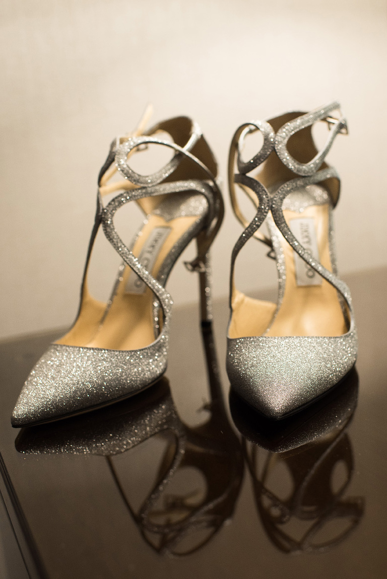 The perfect wedding shoe, glittery Jimmy Choo stilletos! 